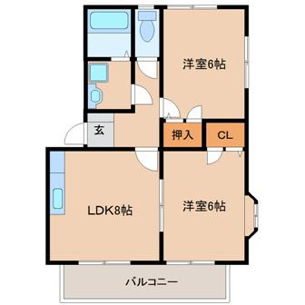 アネックス安武(2DK/1階)の間取り写真