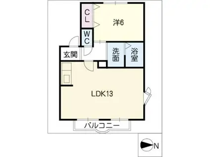 グリーンハイツ岳見(1LDK/1階)の間取り写真