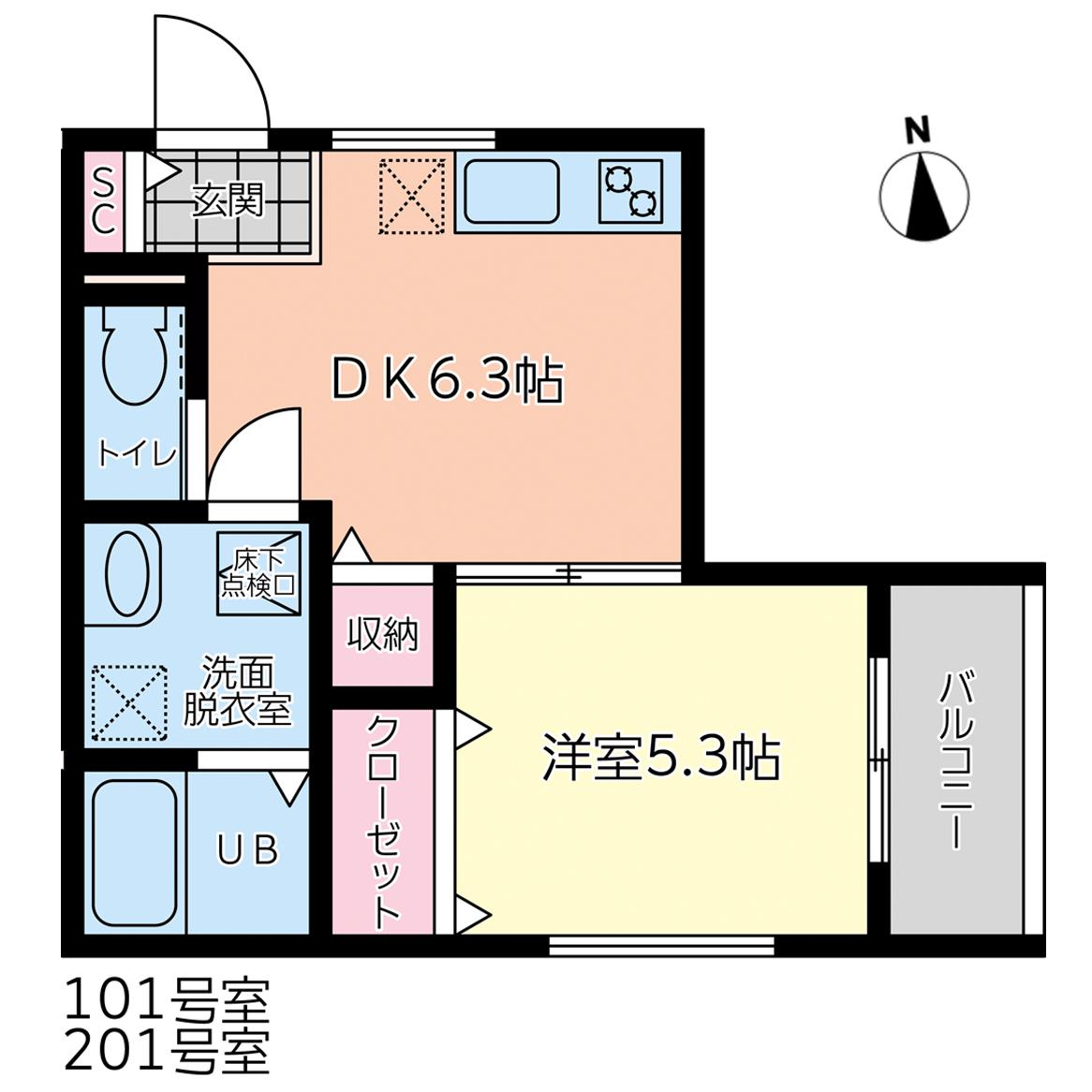 MAJOR城南(1DK/2階)の間取り写真
