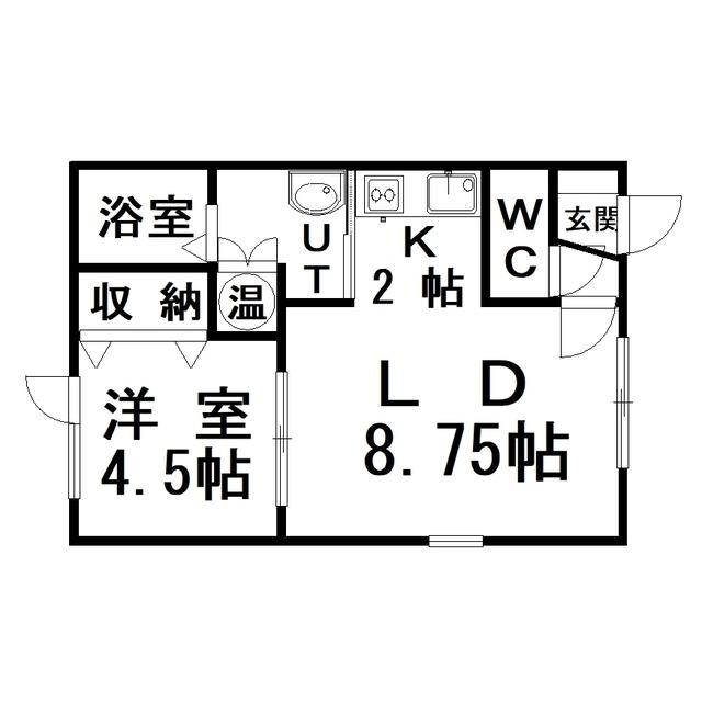 クリア釧路木場(1LDK/2階)の間取り写真