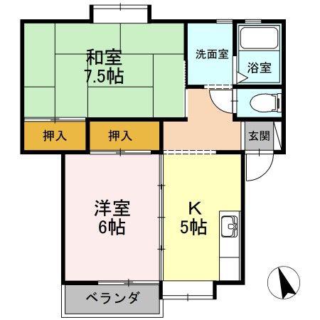 アーバンハイツ(2K/2階)の間取り写真