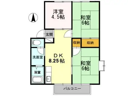 サンガーデンナベシマ C棟(1LDK/2階)の間取り写真