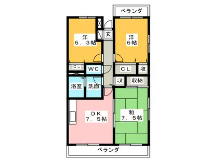 ヒット音羽町(3DK/3階)の間取り写真