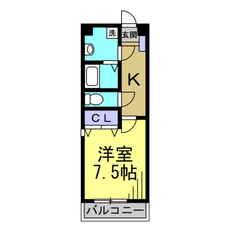 BLUEWING鯉江本町(1K/1階)の間取り写真