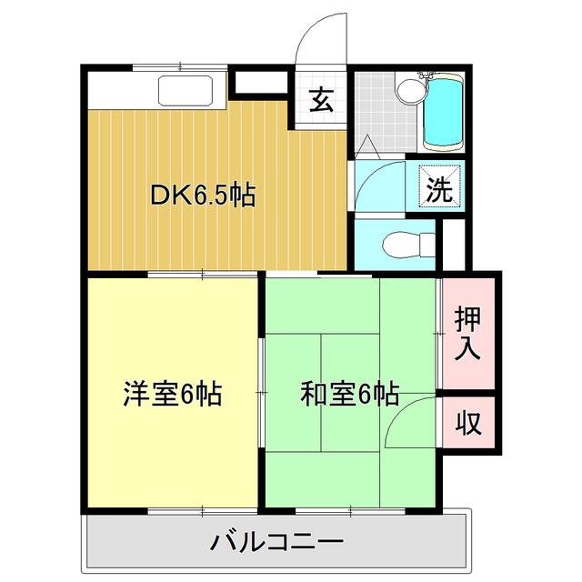 サンハイツ山崎I(2DK/2階)の間取り写真