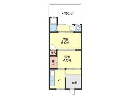 クレール六十谷(2K/1階)の間取り写真