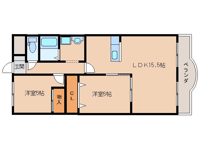 サント生駒(2LDK/2階)の間取り写真