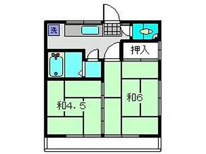 ロイヤルB(2K/2階)の間取り写真