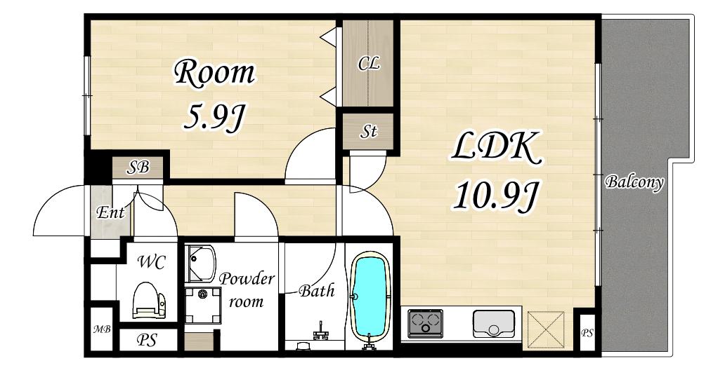 MAISON HANAMIZUKI(1LDK/2階)の間取り写真