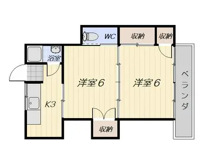 第一中央マンション(2K/4階)の間取り写真