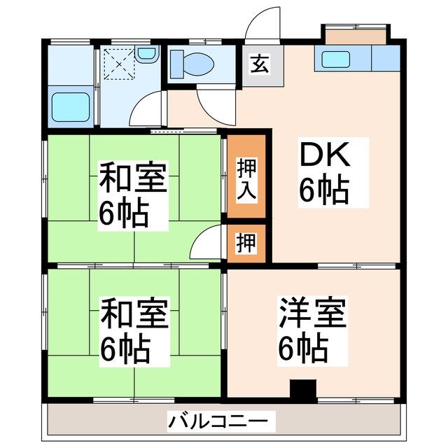 山彦ビル(3DK/3階)の間取り写真