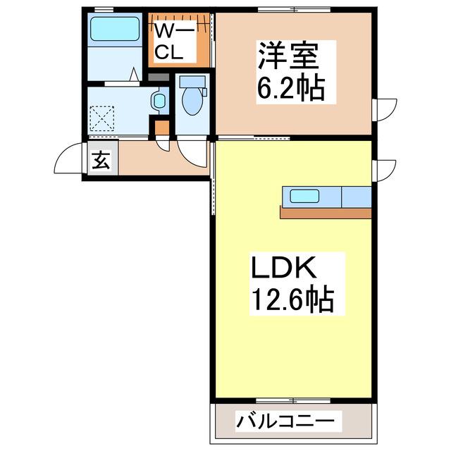 ハイエストメゾン山崎(1LDK/2階)の間取り写真