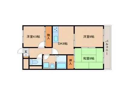 Iマンション2号館(3DK/2階)の間取り写真