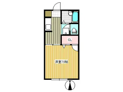 メモリースクエア(1K/2階)の間取り写真