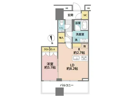 ワールドタワーレジデンス(1LDK/28階)の間取り写真