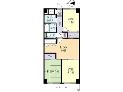 グランブリック水戸(3LDK/3階)の間取り写真