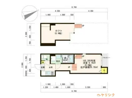 ハーモニーテラス一社 (1K/1階)の間取り写真