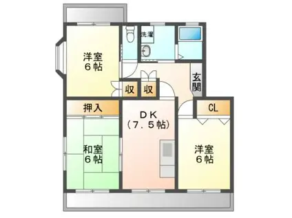 ルネッサンス雅 B棟(3DK/3階)の間取り写真