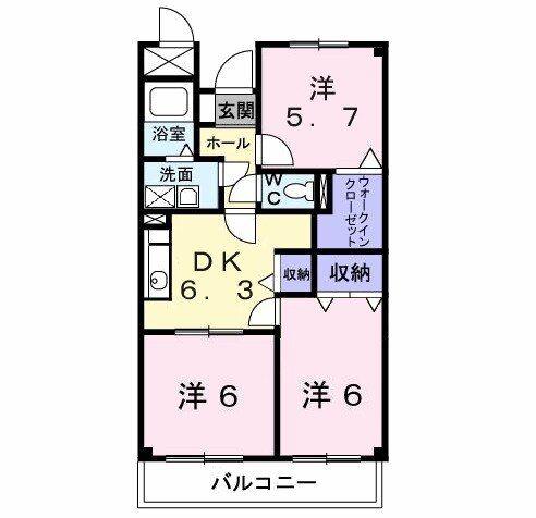 ハイツピュアティ(3DK/3階)の間取り写真