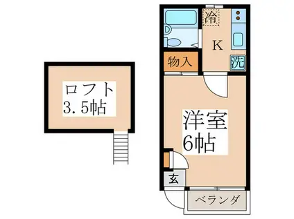 メゾンブラン天文台(1K/2階)の間取り写真
