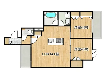 ウエスト SEDONAウエストセドナ(2LDK/3階)の間取り写真
