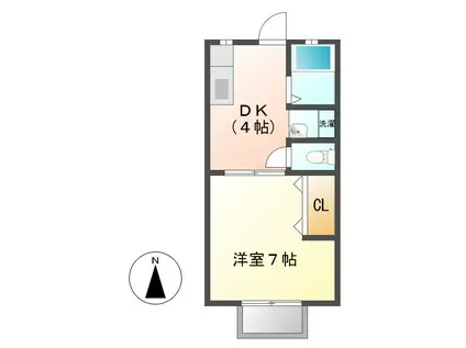 グリーンヒルズF棟(1K/2階)の間取り写真