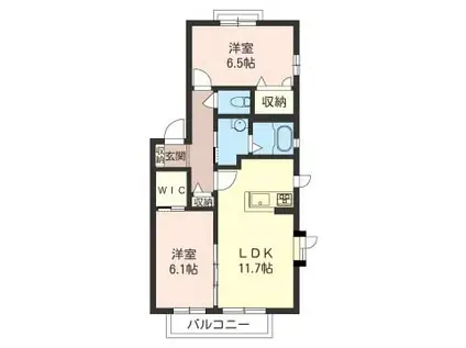 AMOUR I(2LDK/2階)の間取り写真