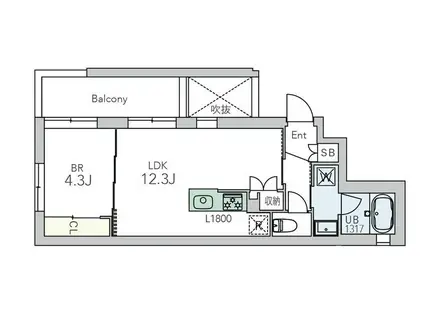 GRANDUO中野6(1LDK/3階)の間取り写真