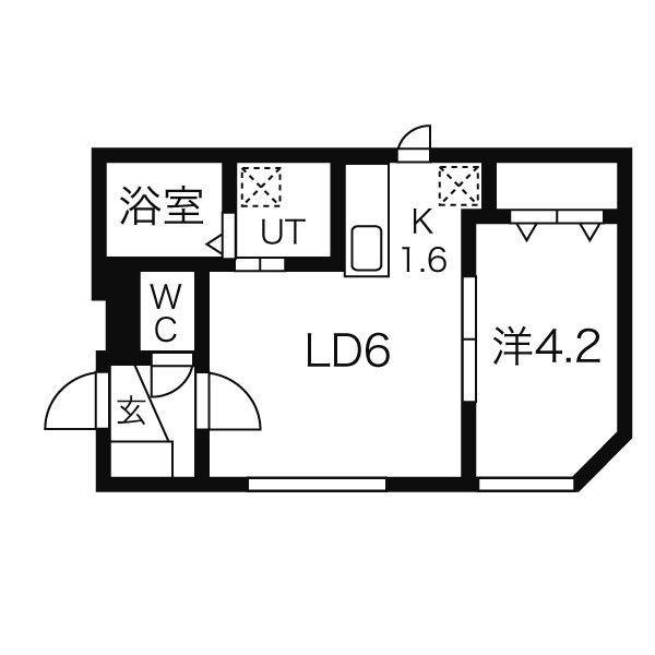 キューブ二十四軒4-4(1LDK/3階)の間取り写真