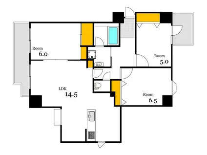 ロイヤルロッコー柳橋公園(3LDK/12階)の間取り写真