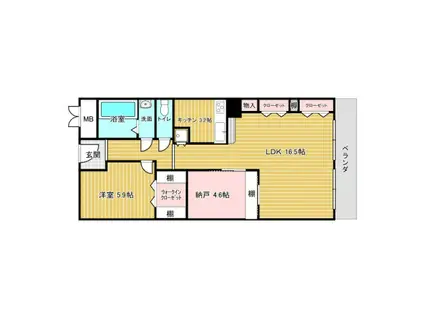 メゾンドール羽衣(1SLDK/4階)の間取り写真