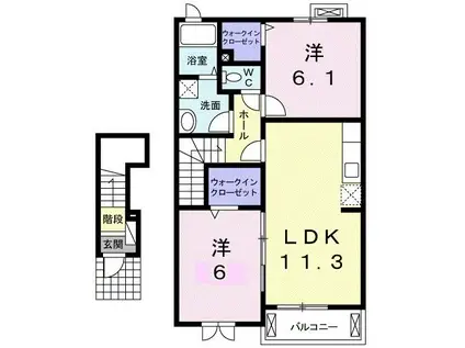 サンエイト(2LDK/2階)の間取り写真