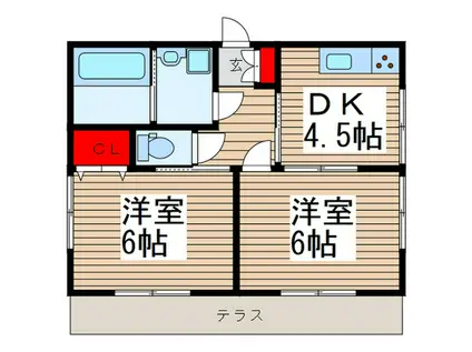 LA MAISON ABACA B(2DK/1階)の間取り写真