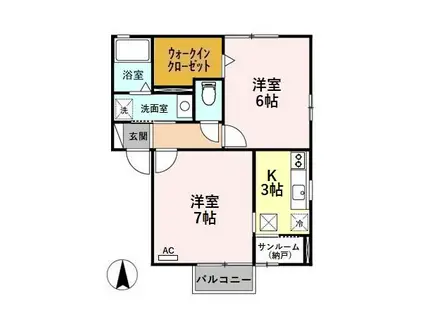 プリマス B102(2K/1階)の間取り写真