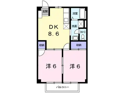 アネックス今在家(2DK/2階)の間取り写真