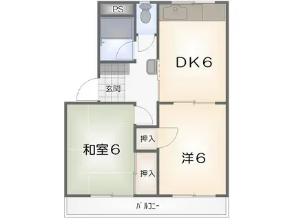 リバーサイド福井(2DK/3階)の間取り写真