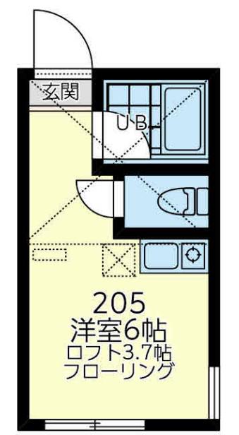 ユナイトルミエール妙蓮寺(ワンルーム/2階)の間取り写真