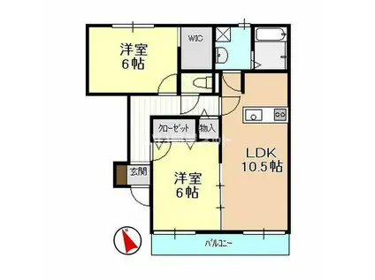 棒屋第七下池ハイツ(2LDK/1階)の間取り写真
