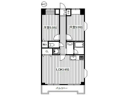 リンデンハイム赤塚(2LDK/4階)の間取り写真