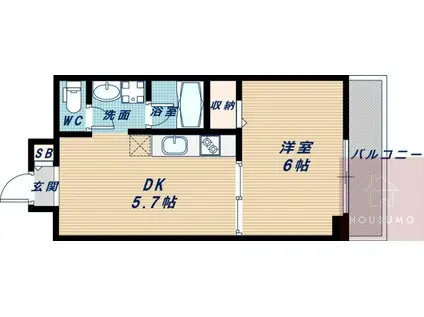 第8関根マンション(1DK/5階)の間取り写真
