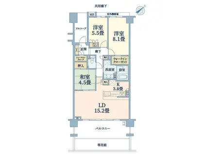 パークハウス千里中央 ノーザン・レジデンス(3LDK/1階)の間取り写真