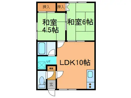 コーポサンライズ(2LDK/2階)の間取り写真