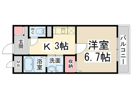 グラン・リーオ北伊丹II(1K/1階)の間取り写真