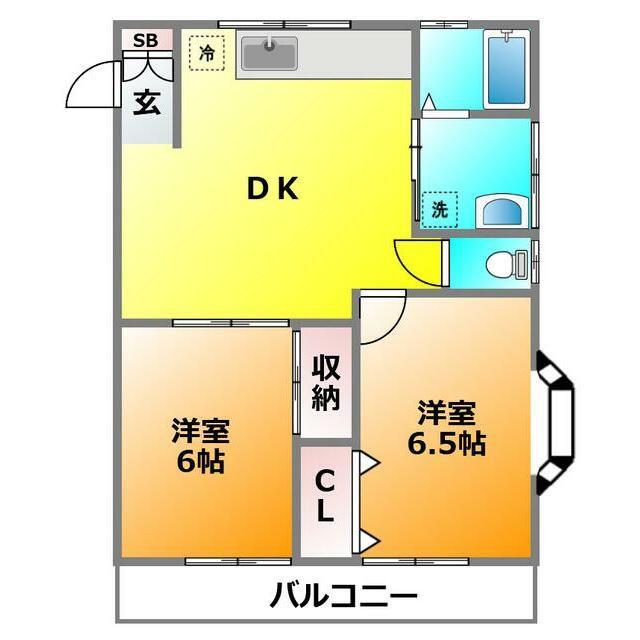 ルミエール(2LDK/2階)の間取り写真