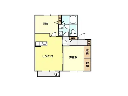 T-NET ハックベリーB棟(2LDK/2階)の間取り写真