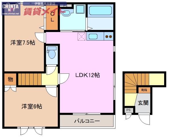 フォレストメゾンエクセレントB(2LDK/2階)の間取り写真