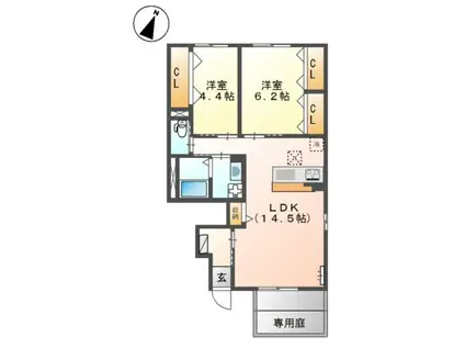 アルページュ(2LDK/1階)の間取り写真