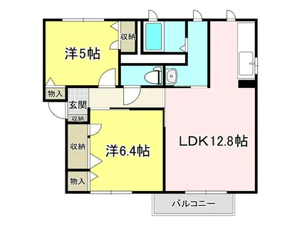 グランドコート(2LDK/2階)の間取り写真