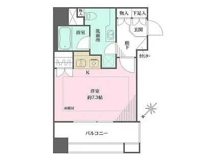 ファミールグラン銀座4丁目(ワンルーム/8階)の間取り写真