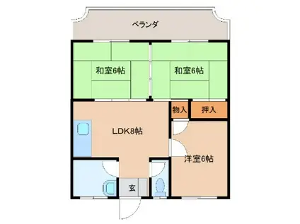 ヴィレージ与儀(3DK/2階)の間取り写真